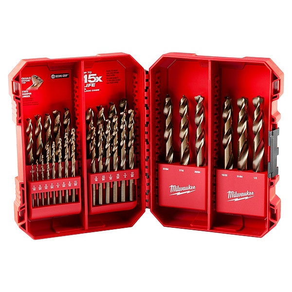 MILWAUKEE 29 Pc RED HELIX Cobalt Drill Bit Set (48-89-2332) | Zoro