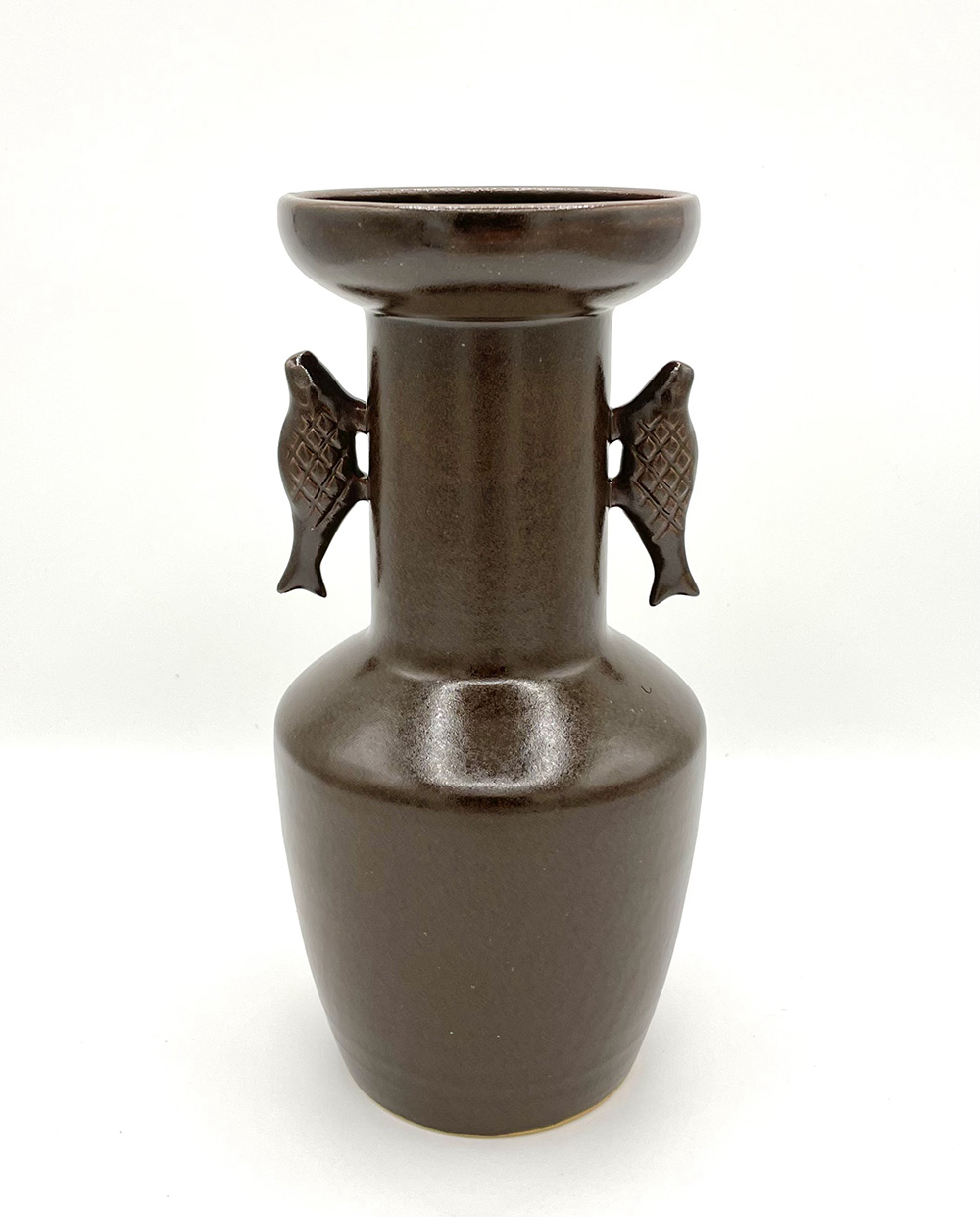 花瓶□百華釉 膳所焼 淡海せこ 陽炎園 古い花器 花入れ 耳付き 陶印