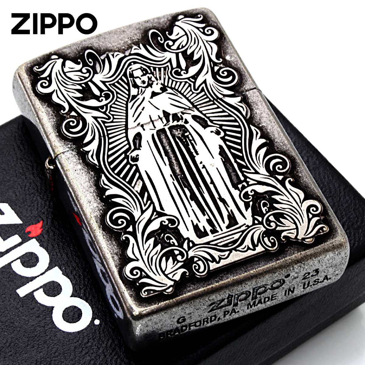 Zippo ジッポー アラベスク マリア ディープエッチング 両面加工
