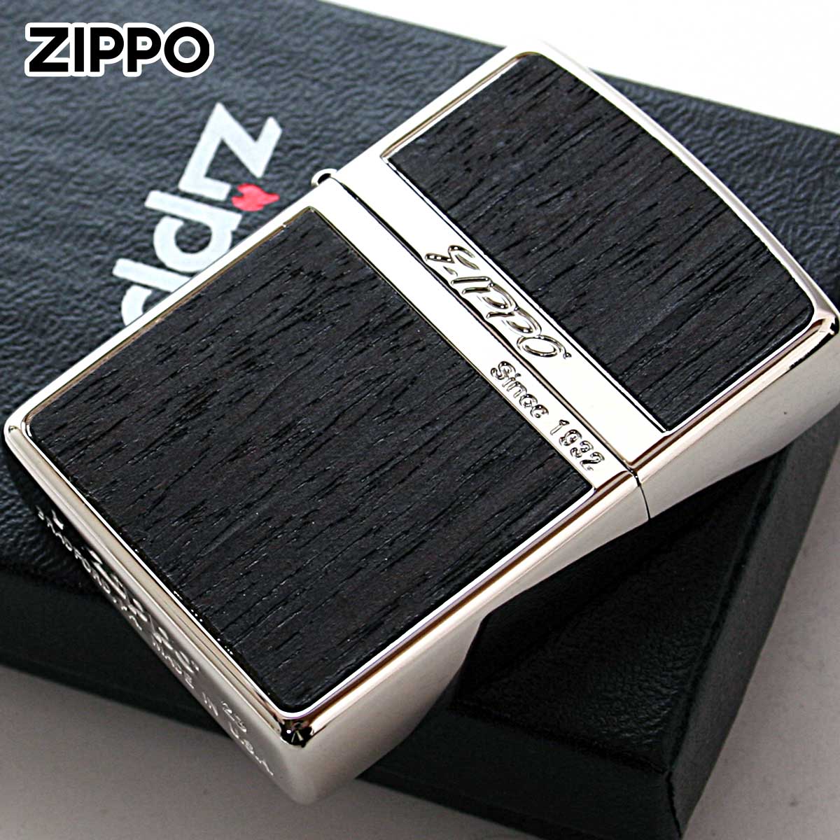 Zippo ジッポー ウッド 木目 木 ホワイトニッケル 両面加工 Wood