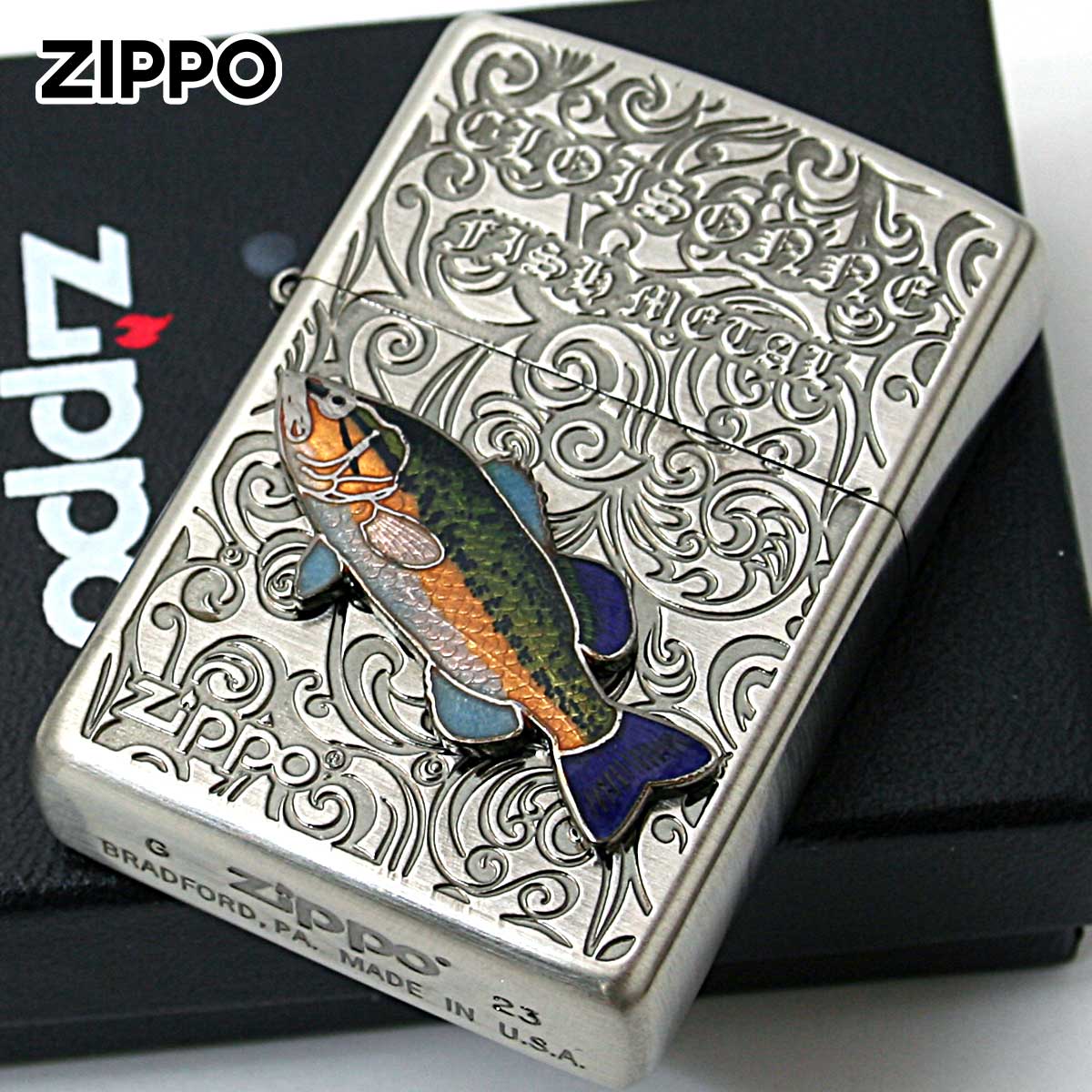 Zippo ジッポー ブラックバス ヴィンテージ 七宝メタル 淡水魚 Vintage