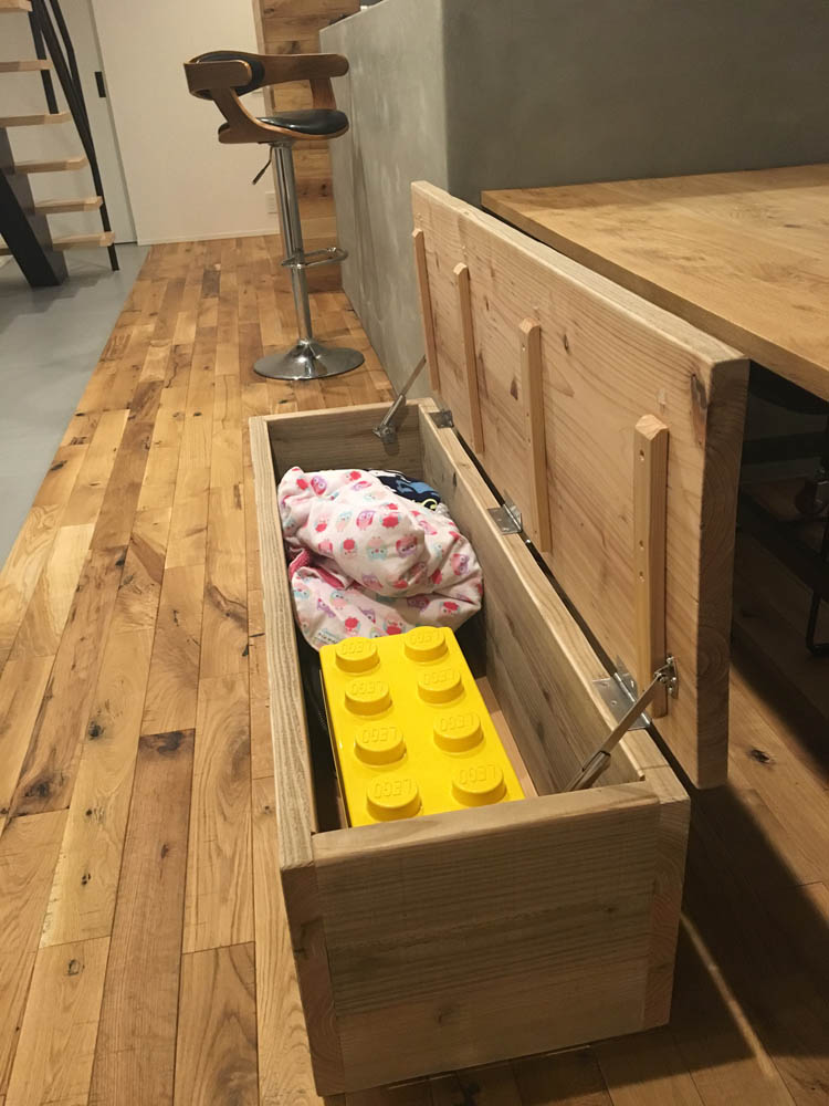 OLD ASHIBA（足場板古材）収納ベンチ 【ボードタイプ】 幅1200mm