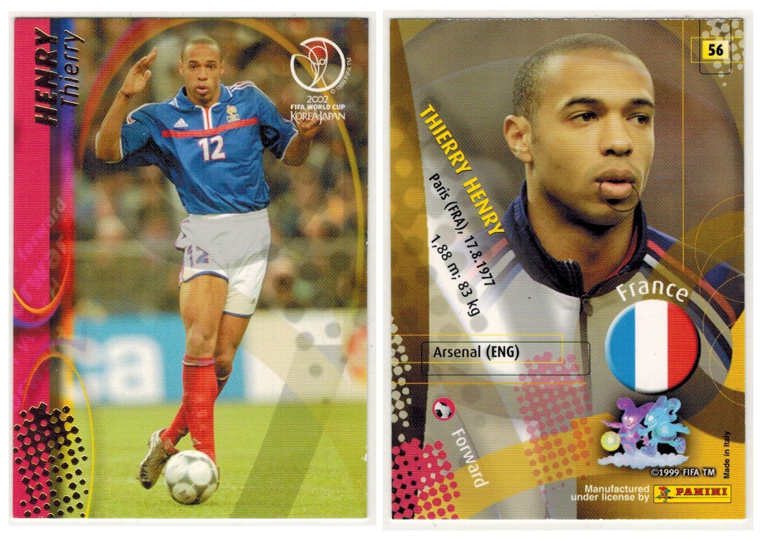 World Cup Korea Japan 2002 Card #56 Thierry Henry France Panini