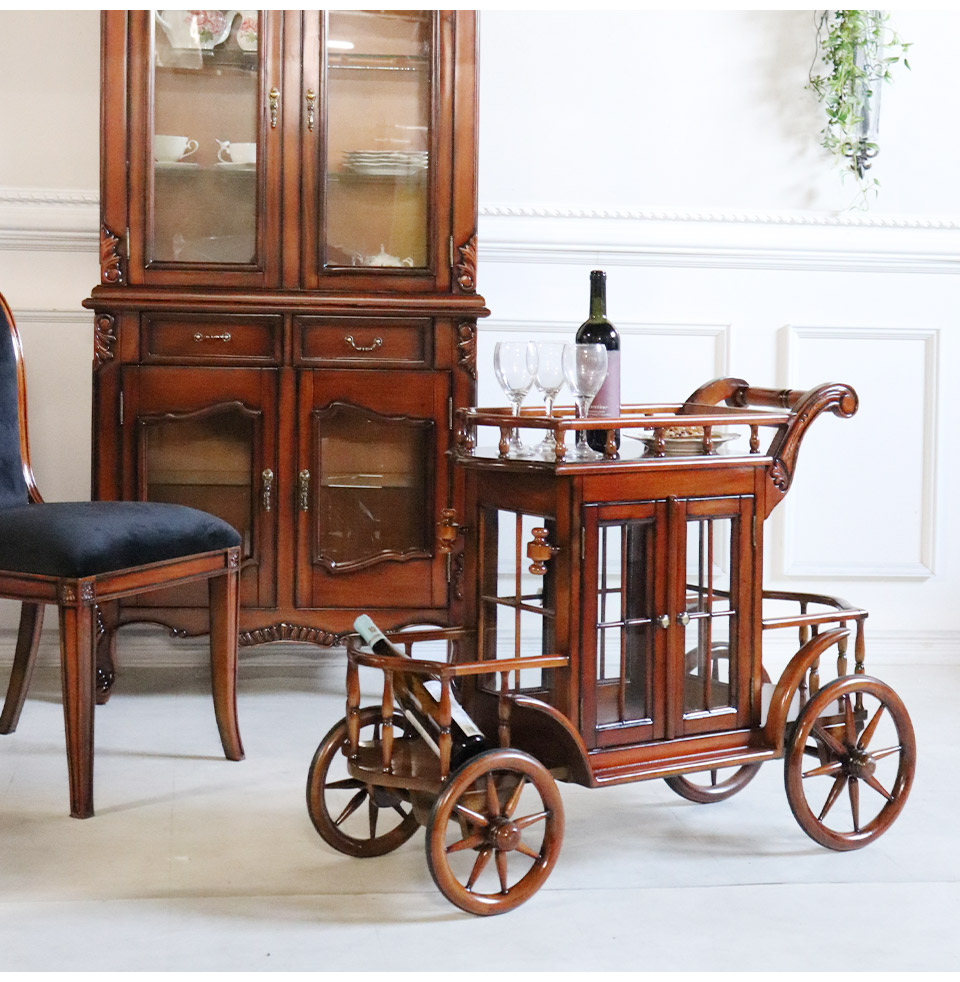 ショーケースワゴン ブラウン｜高級マホガニー家具VENECHIA｜おしゃれ