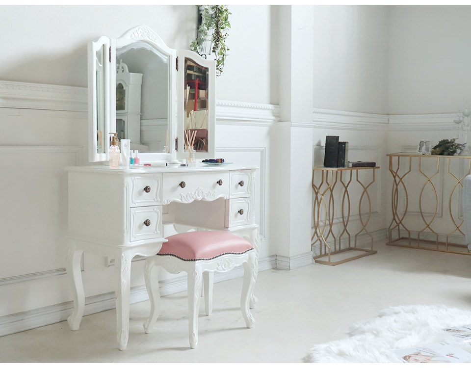 三面鏡ドレッサー ホワイト｜高級マホガニー家具VENECHIA｜おしゃれ