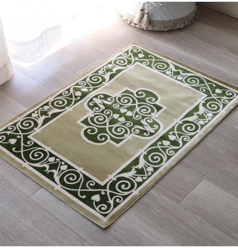 スタイルフランス コットン100％ ラグマット(玄関マット) グリーン 90