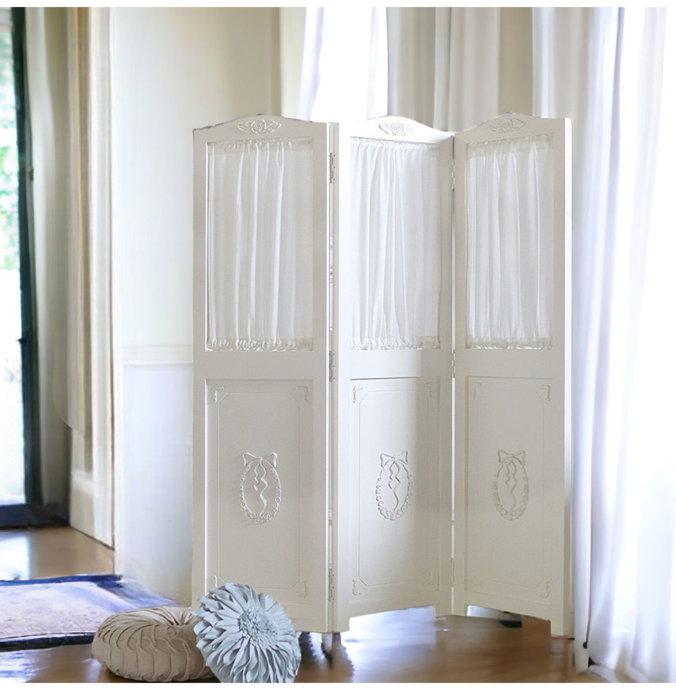 3連スクリーン パーテーション ホワイト ココリボン｜おしゃれ家具通販