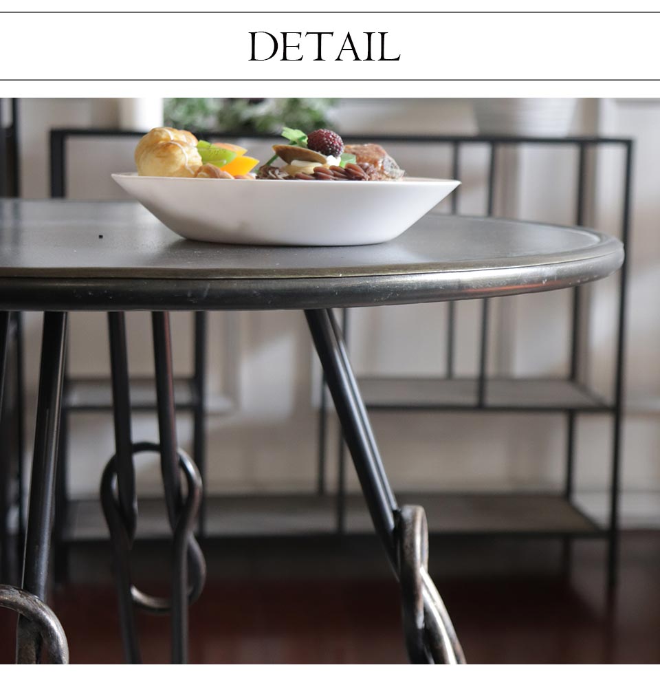 ヴィンテージスタイル アイアンテーブル 幅70cm ブラック (男前