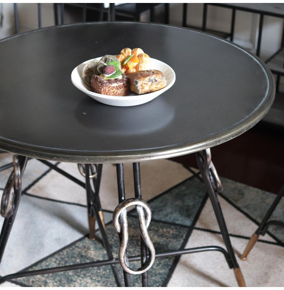 ヴィンテージスタイル アイアンテーブル 幅70cm ブラック (男前