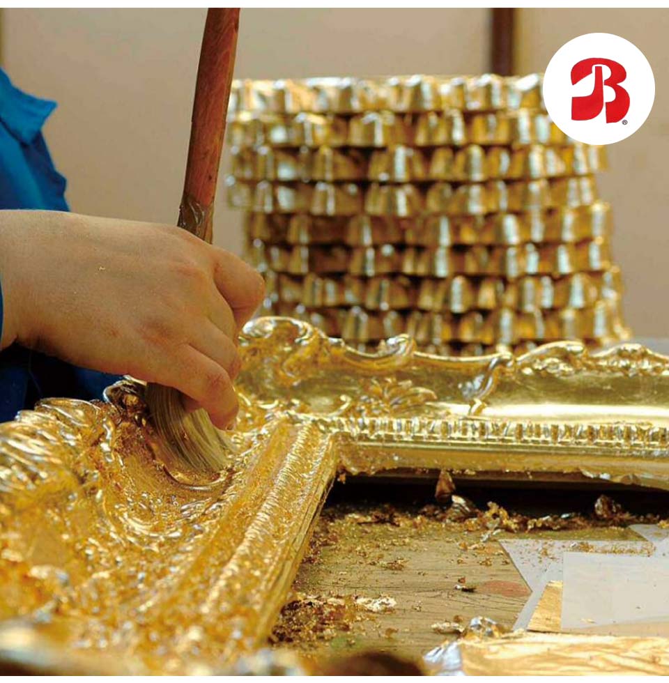 イタリア製 ウォールミラー(壁掛け鏡) ネイビーリーフ 48×68cm