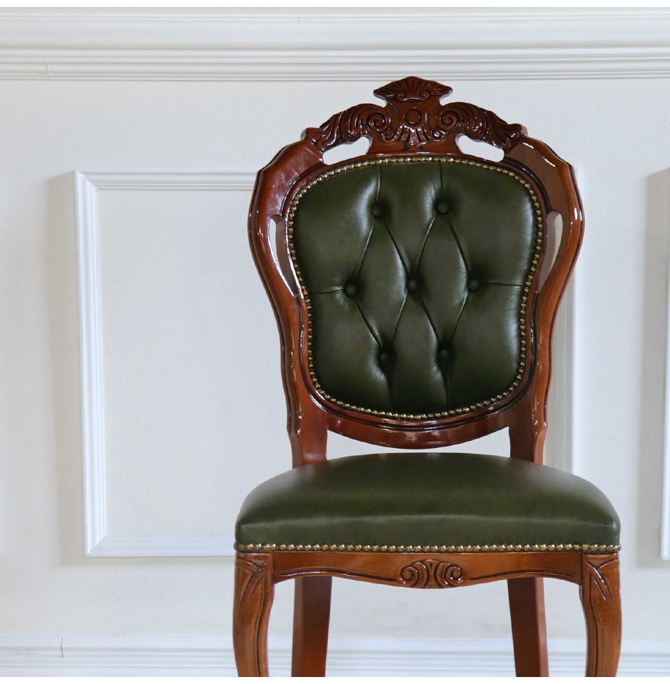 イタリア製 本革ダイニングチェア グリーン｜おしゃれインテリア 家具