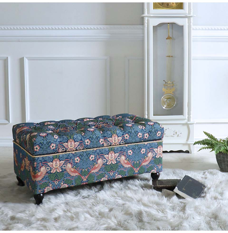 ジェニファーテイラー 収納付きベンチ イチゴ泥棒｜おしゃれインテリア