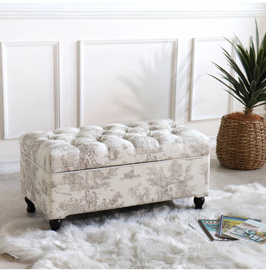 ジェニファーテイラー 収納付きベンチ Toile de Jouy｜おしゃれ