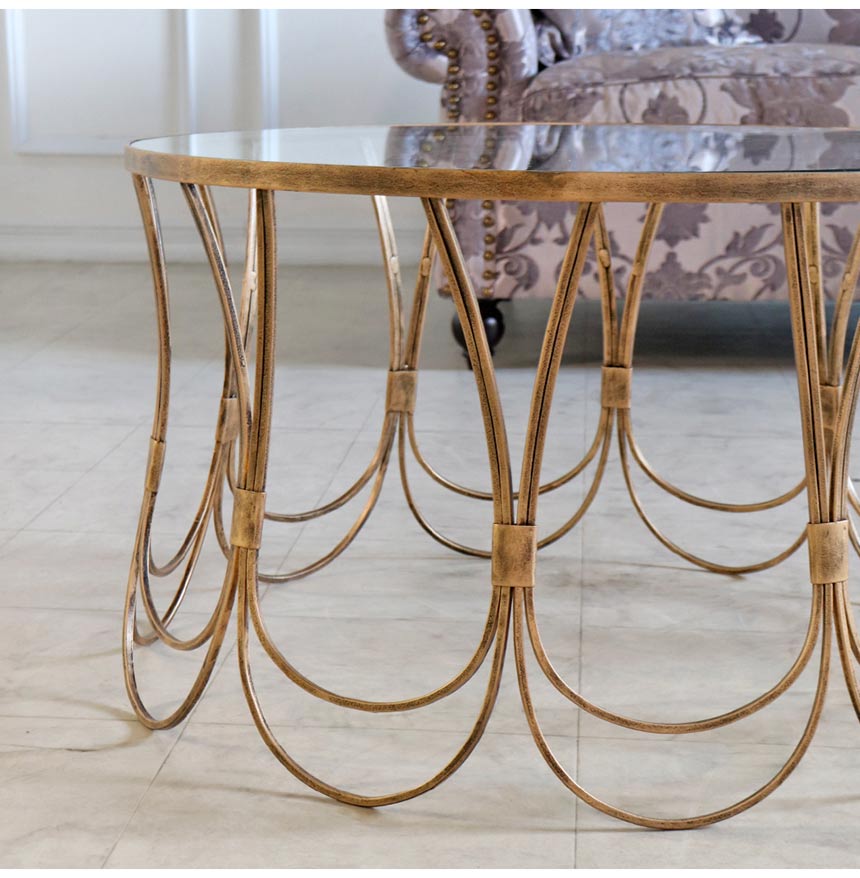 アイアンガラス センターテーブル Φ73cm｜おしゃれインテリア 家具通販