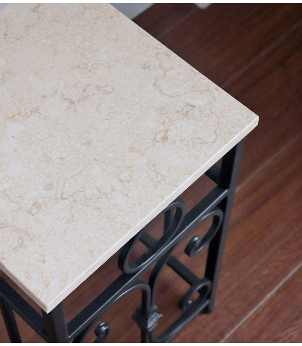 アンティーク調 大理石使用 アイアンサイドテーブル 花台 フラワー