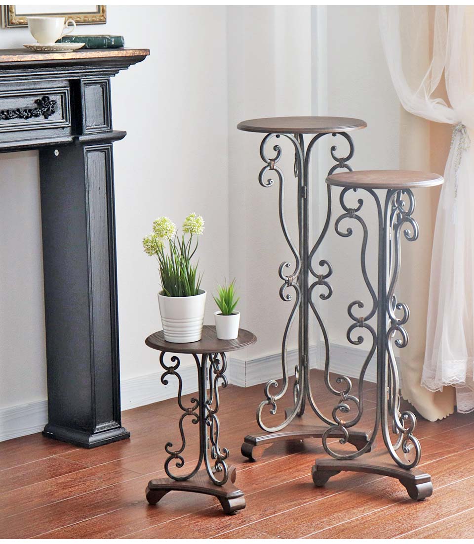 アンティーク調 木製 サイドテーブル(花台) 高さ41cm｜Y-KAGU(輸入家具