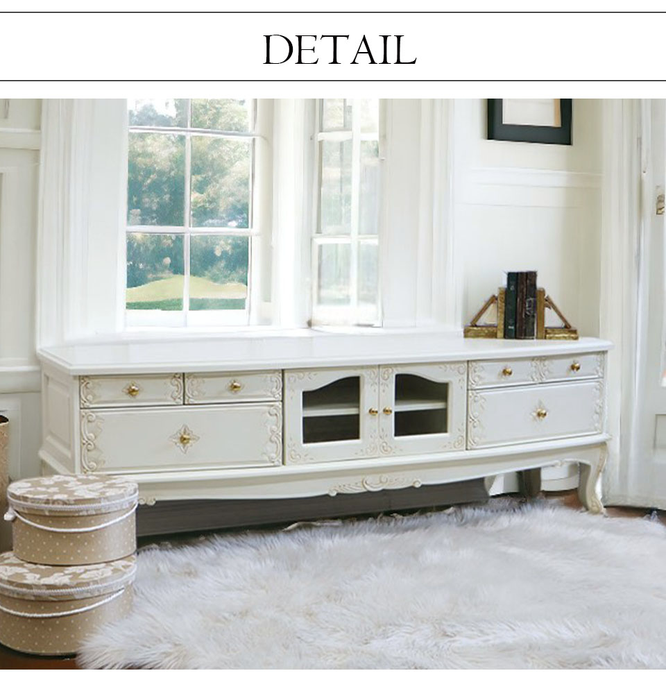 テレビボード 1600 アンティークホワイト｜白家具 ホワイト家具