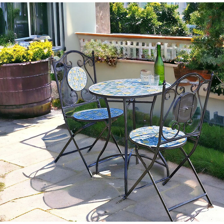 イタリア テーブルセット レモン グリーン ガーデン 3点セット 39cm