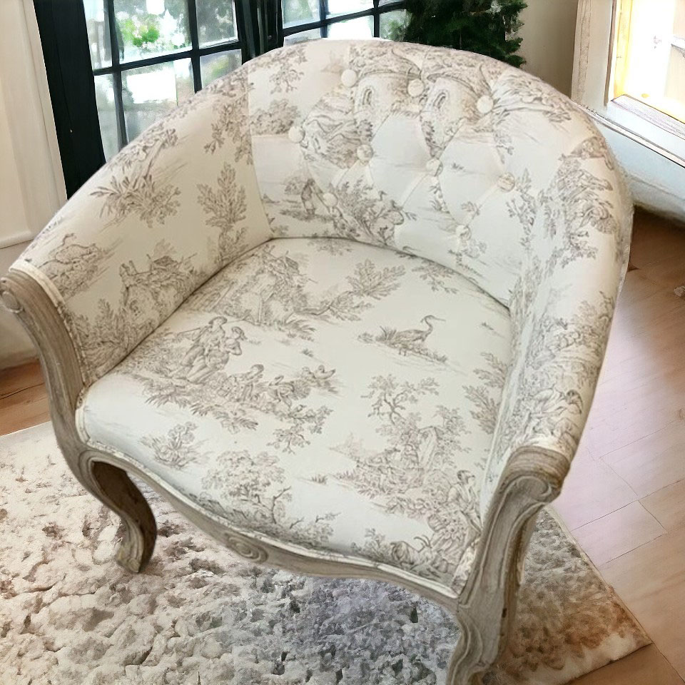 フレンチシャビーインテリア アームチェア （Toile de Jouy