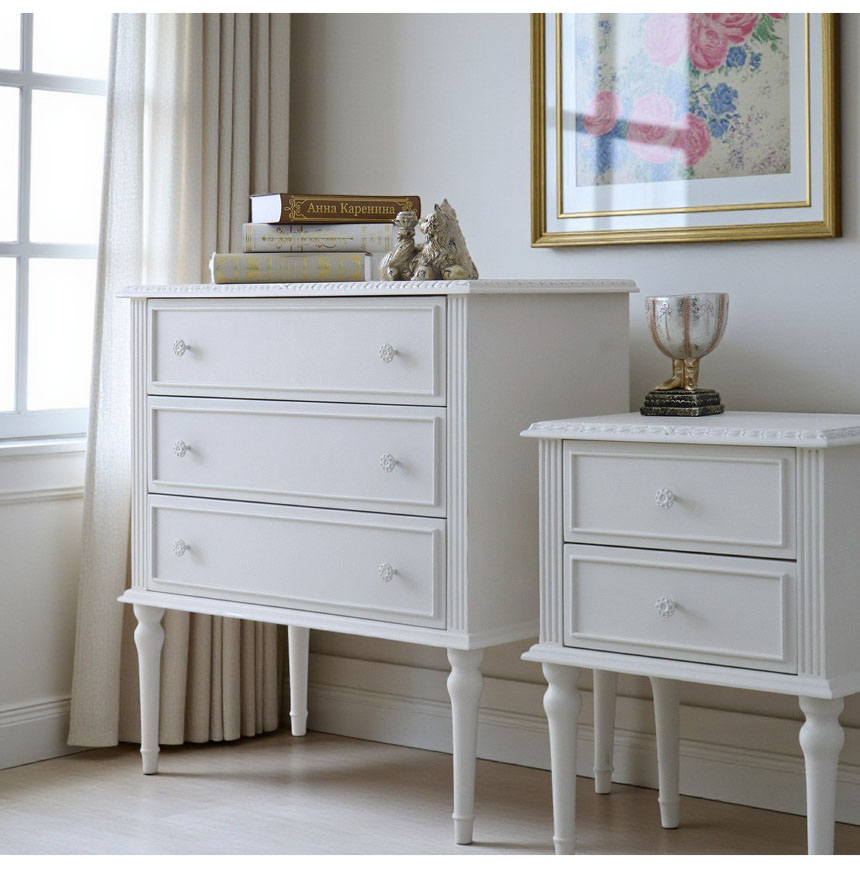 フレンチテイスト カントリーグレース 3段ワイドチェスト（引出） 幅