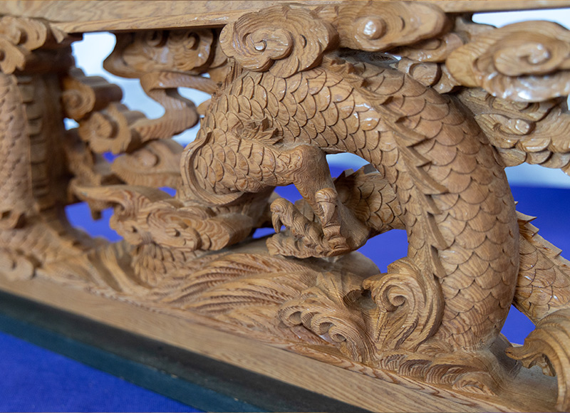 欄間】杉特上彫刻欄間（双龍）〔左向〕《完売御礼》 - 山清片山