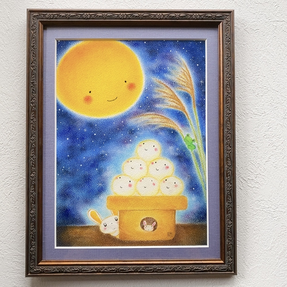 原画一点物【お月見団子とうさぎ】かわいい絵 | やのともこ