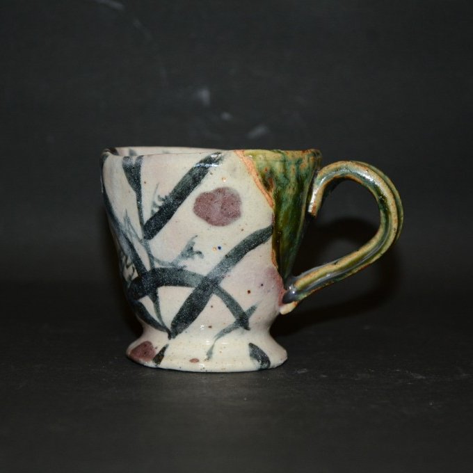 satou319｜織部草文カップ＆ソーサー｜コーヒーカップ｜7700円｜[美濃