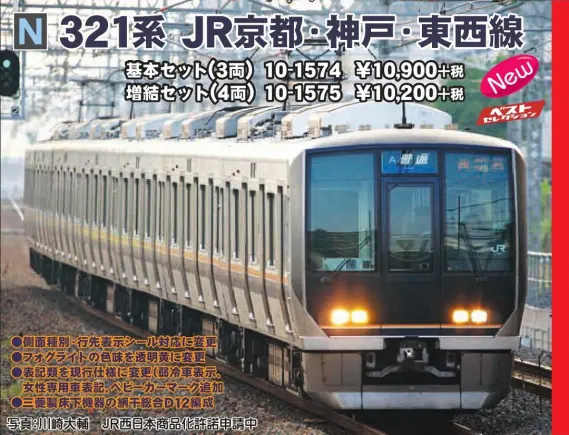 KATO 321系 JR京都・神戸・東西線 増結セット（4両） 品番:10-1575