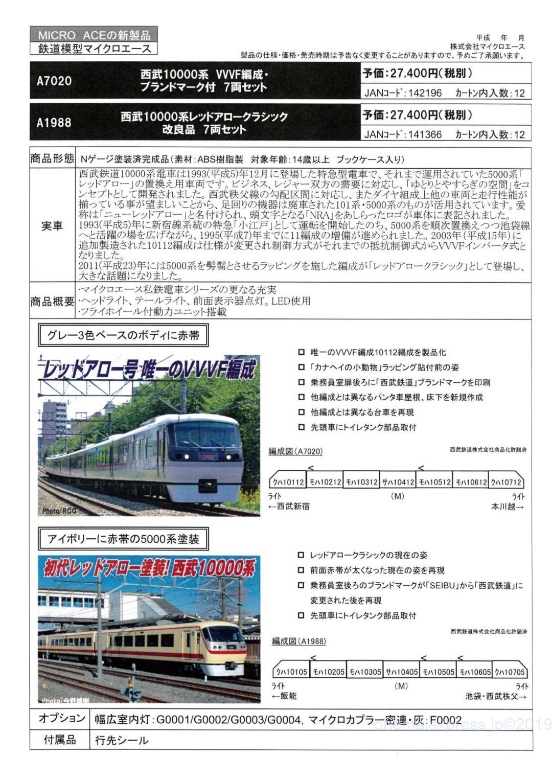 MA 西武10000系レッドアロークラシック 改良品 7両セット 品番: A1988
