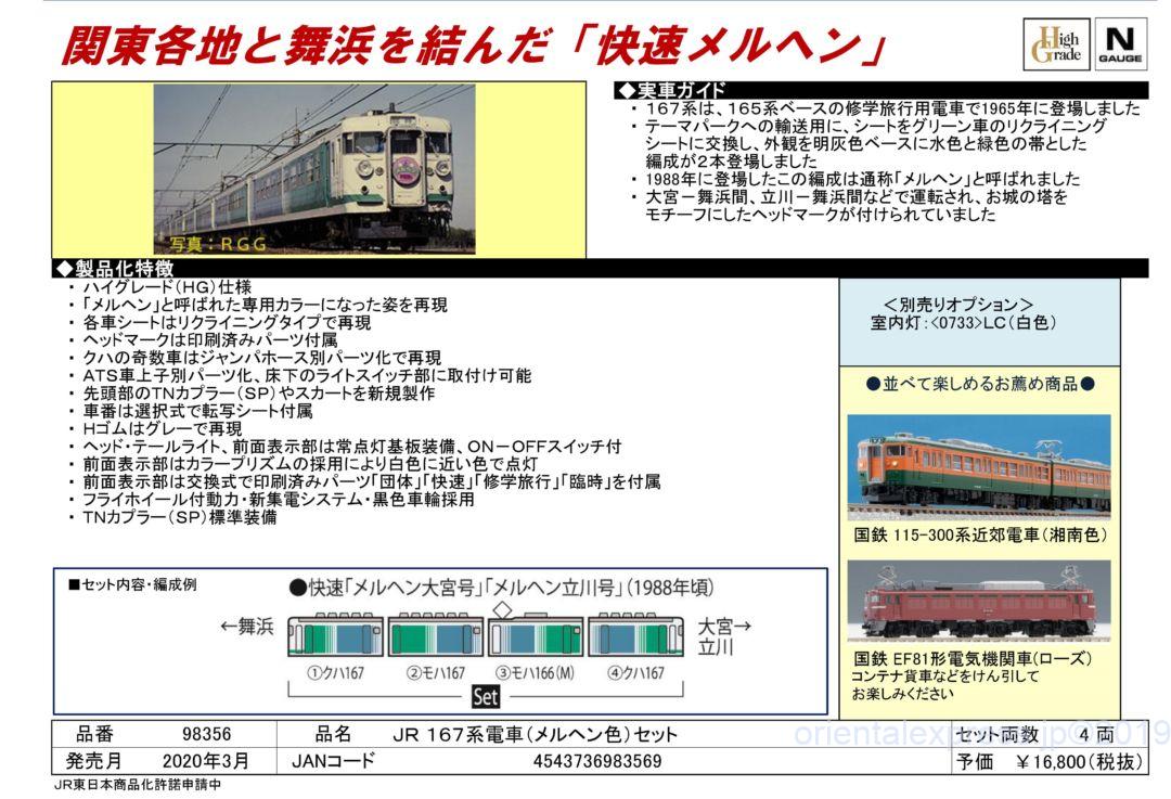 TOMIX 167系電車(メルヘン色)セット 品番:98356 #トミックス