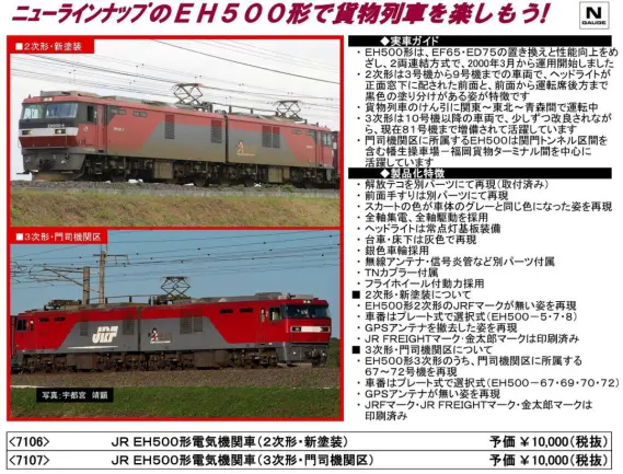 TOMIX EH500形電気機関車(3次形・門司機関区) 7107 | NGaugeJP - 横濱模型