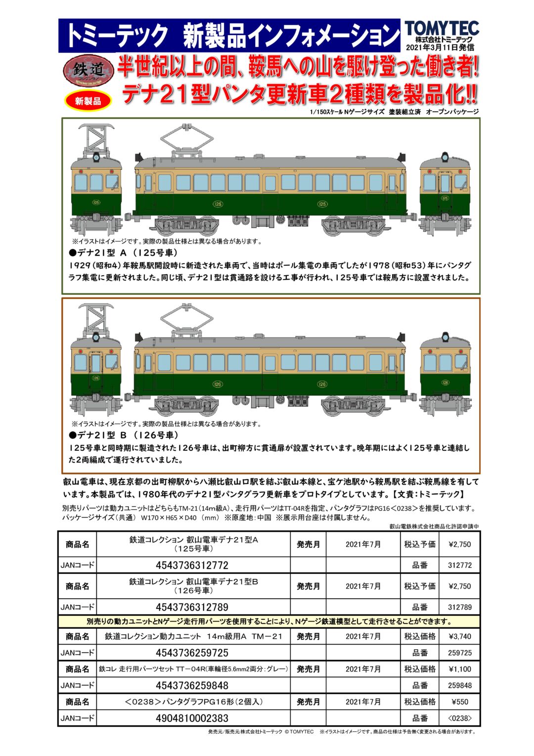 鉄コレ 叡山電車デナ21型A（125号車） 312772 #トミーテック