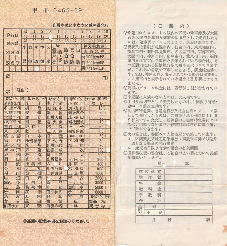 手書き・入鋏式車内補充券 | よんかくよもやま話