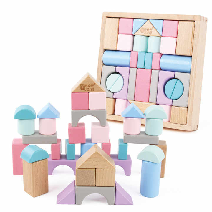 木製ビルディングブロック75/28個セット｜カラフル積み木＆タワー