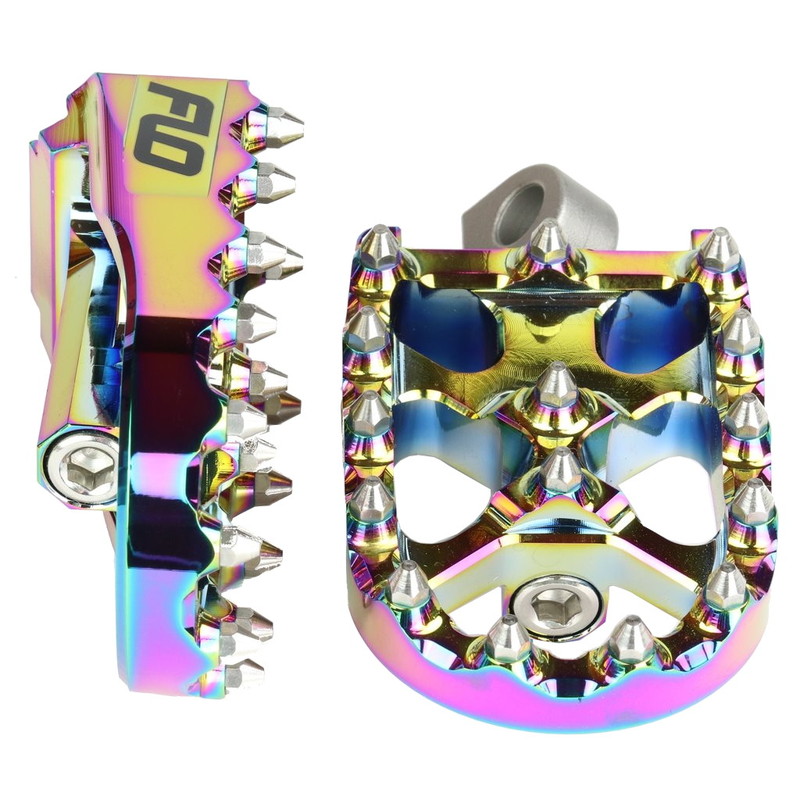 FLO□MXスタイルワイド V2フットペグ/ジェットフューエル（虹色） 左右