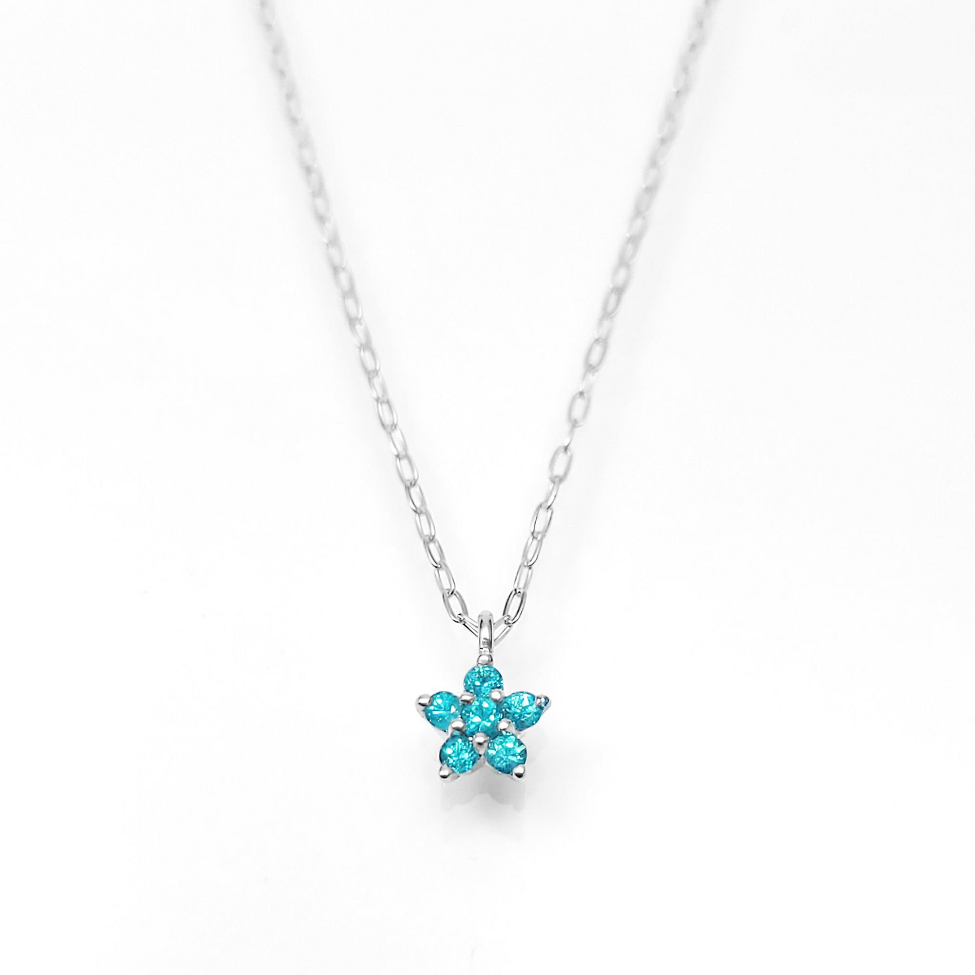 ブラジル産パライバトルマリンスタープラチナネックレス【Blue STAR