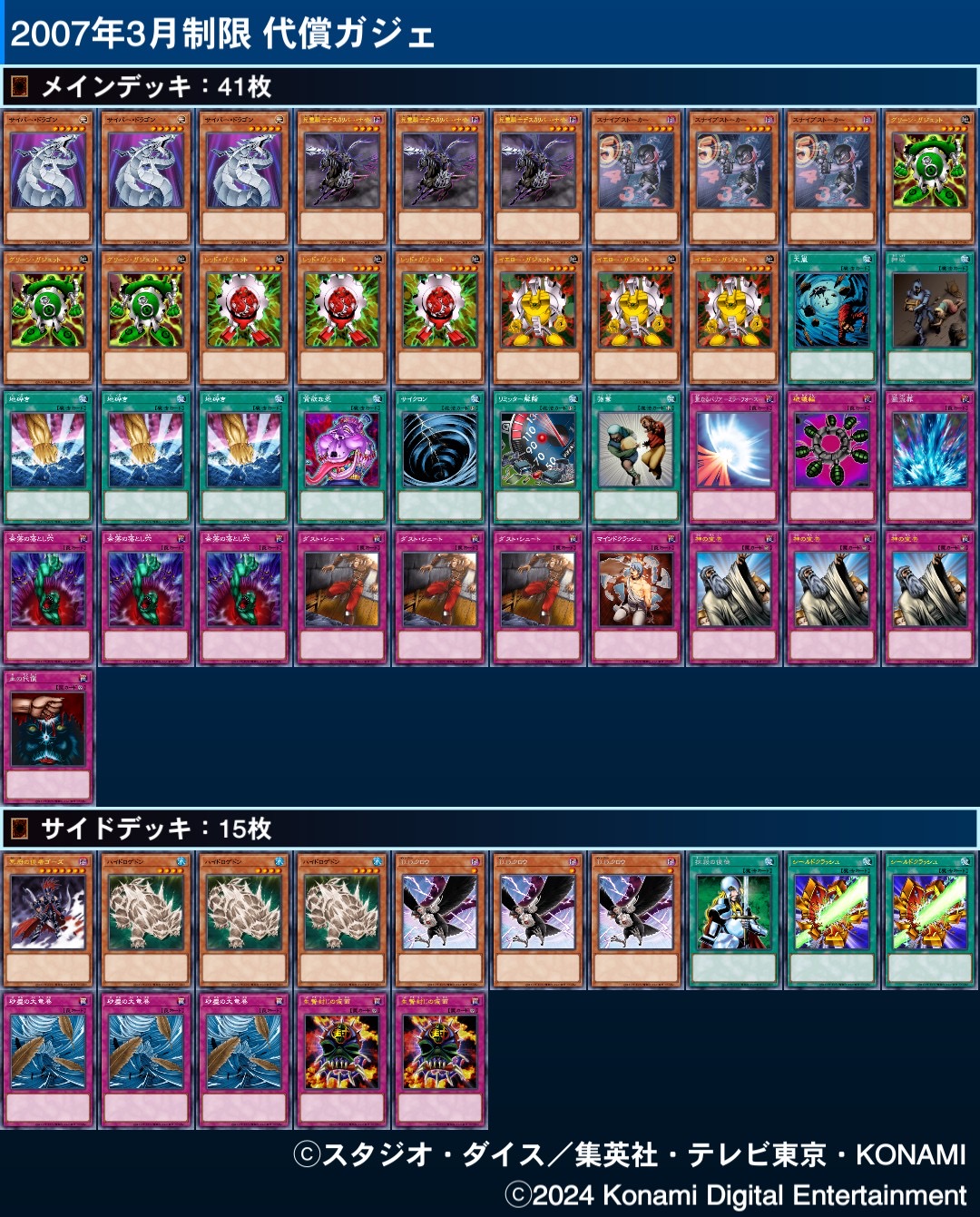 遊戯王】代償ガジェデッキのレシピ【2007年3月制限】 | 遊戯王歴史保管庫