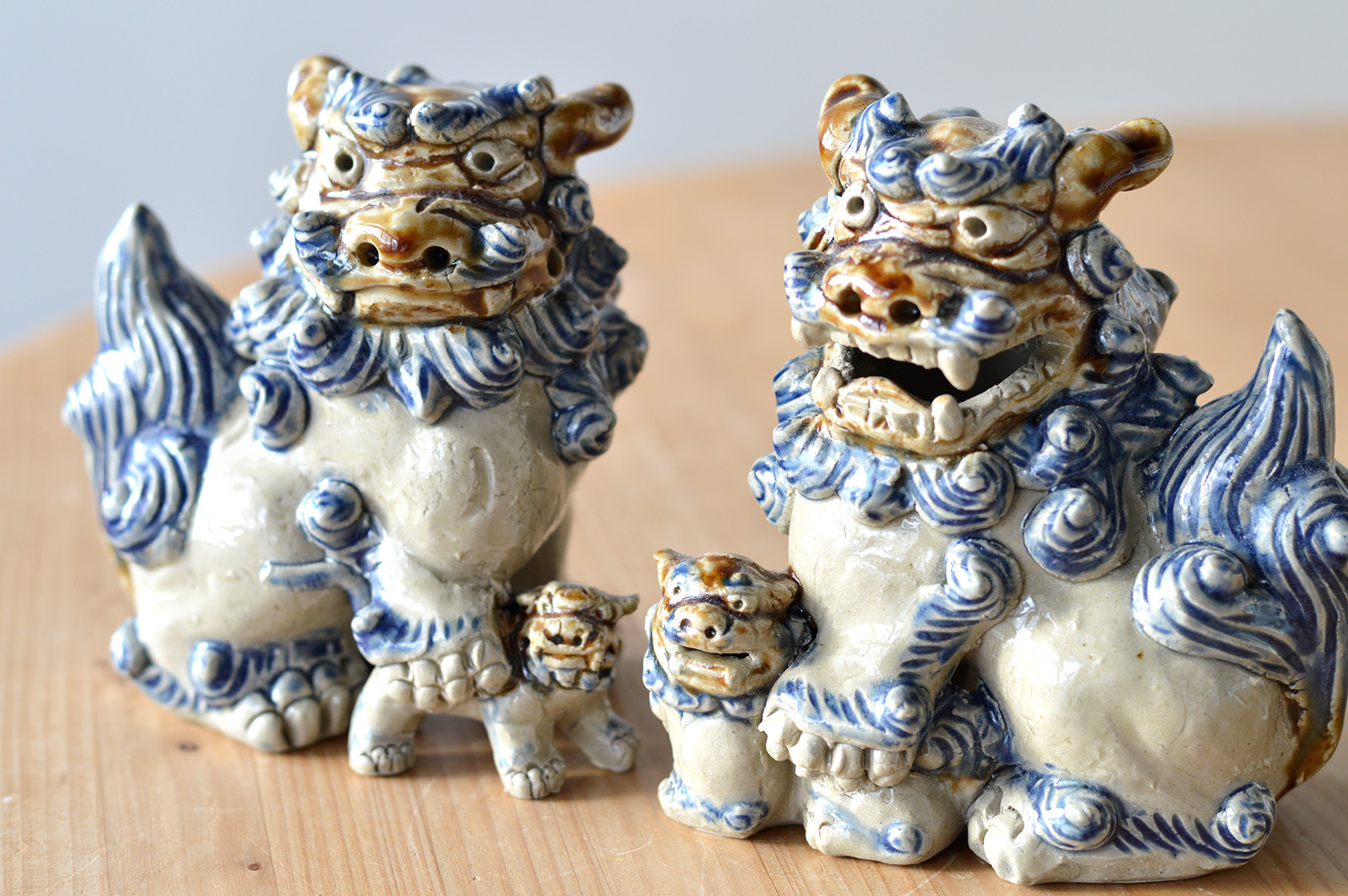 九谷焼 陶器製 獅子像アンティーク コレクション 骨董品 九谷焼 陶器製