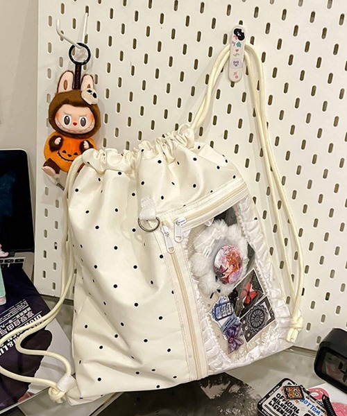 VIBGYOR デイバック リュック FReePLACe/クリアポケット ドット柄