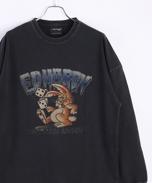 Ed Hardy（エド・ハーディー） tシャツ ピグメント加工 ロンTEE