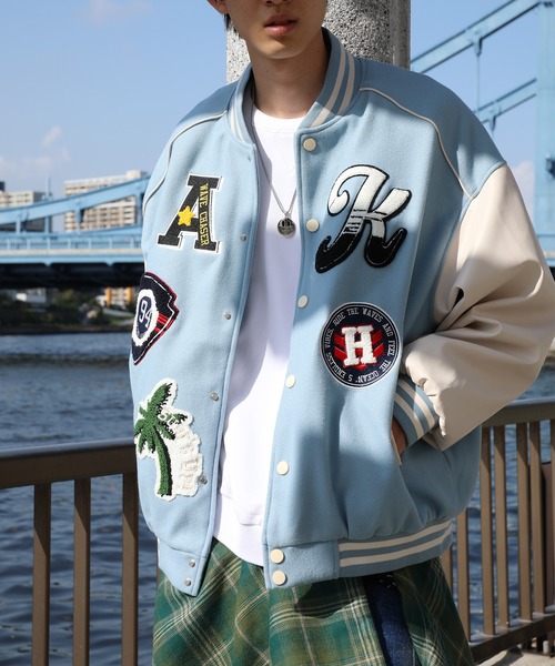 スタジャン HOOK -original- サガラ刺繍ワッペンスタジャン メンズ