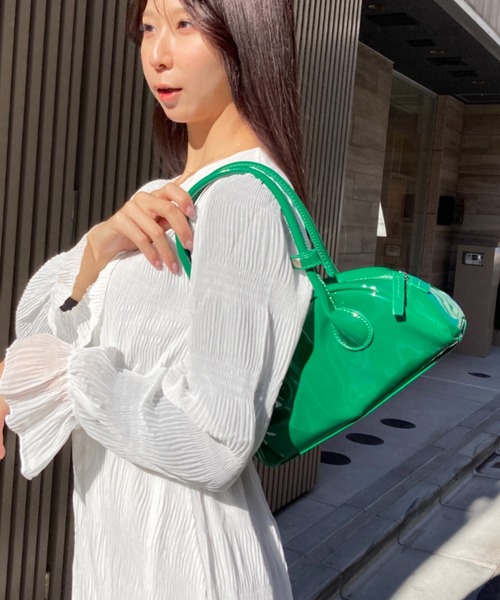 ショルダーバッグ バッグ エナメルミニボストンバッグ レディース