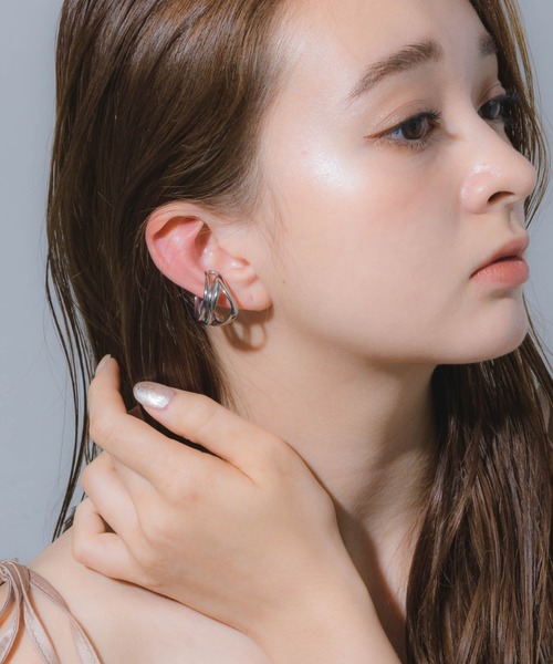 muku 指輪 リング 金属アレルギー対応 クロスコイルリングイヤーカフ