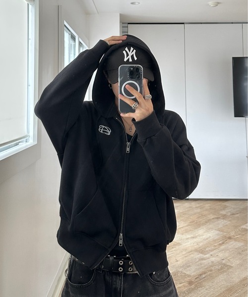 ADAMASTE パーカー Double Zip-Up Short Hoodie - ダブルジップ