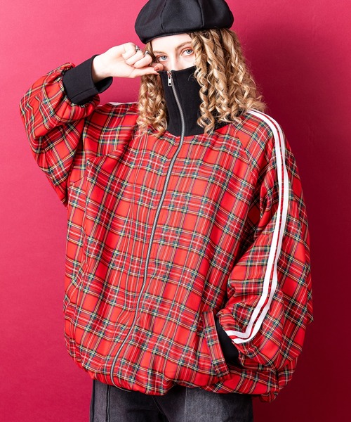 ankoROCK ジャージ チェック柄ボリュームネックラインジャージ