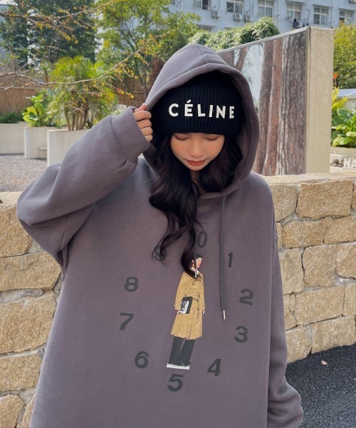 FAVORITO ワンピース 裏起毛フード付きトレーナーワンピース