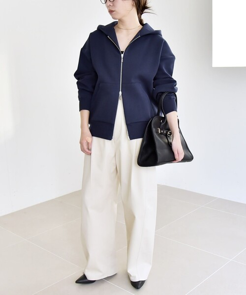 quaranciel パーカー quaranciel:「洗濯機可能」ポンチ ダブルジップ