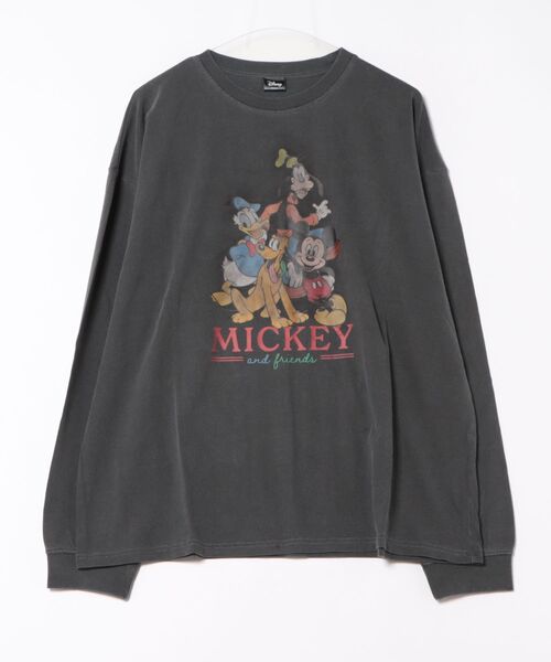 Disney（ディズニー） tシャツ ピグメントロングスリーブTシャツ