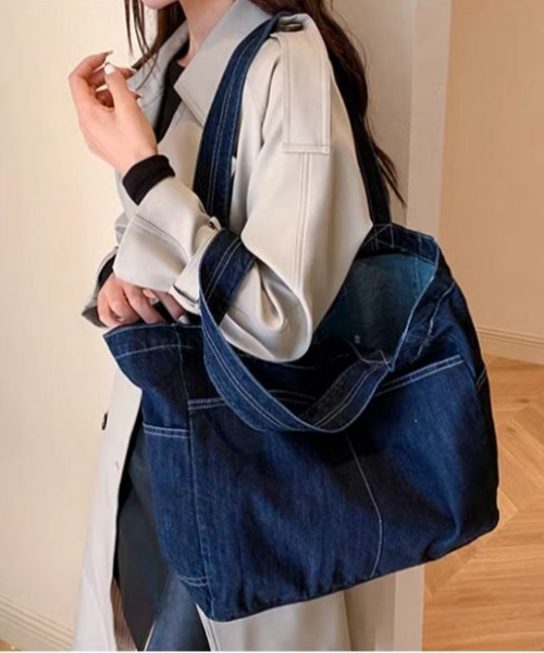 トートバッグ 「大容量」デニムビッグトートバッグ レディース