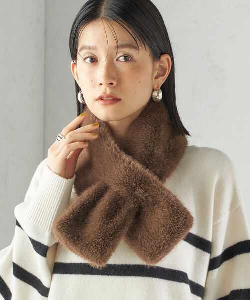 SHIPS（シップス） マフラー ストール 「手洗い可能」フェイク ファー